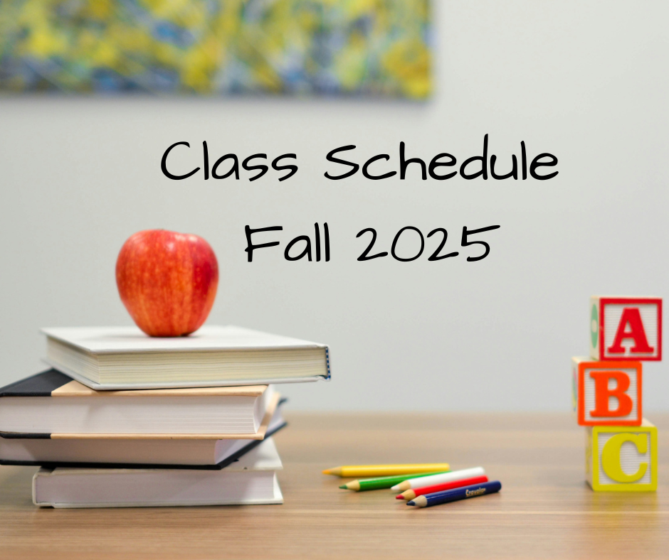 A stack of books with an apple on top and a stack of alphabet blocks sitting on a table. Text overlay reads 